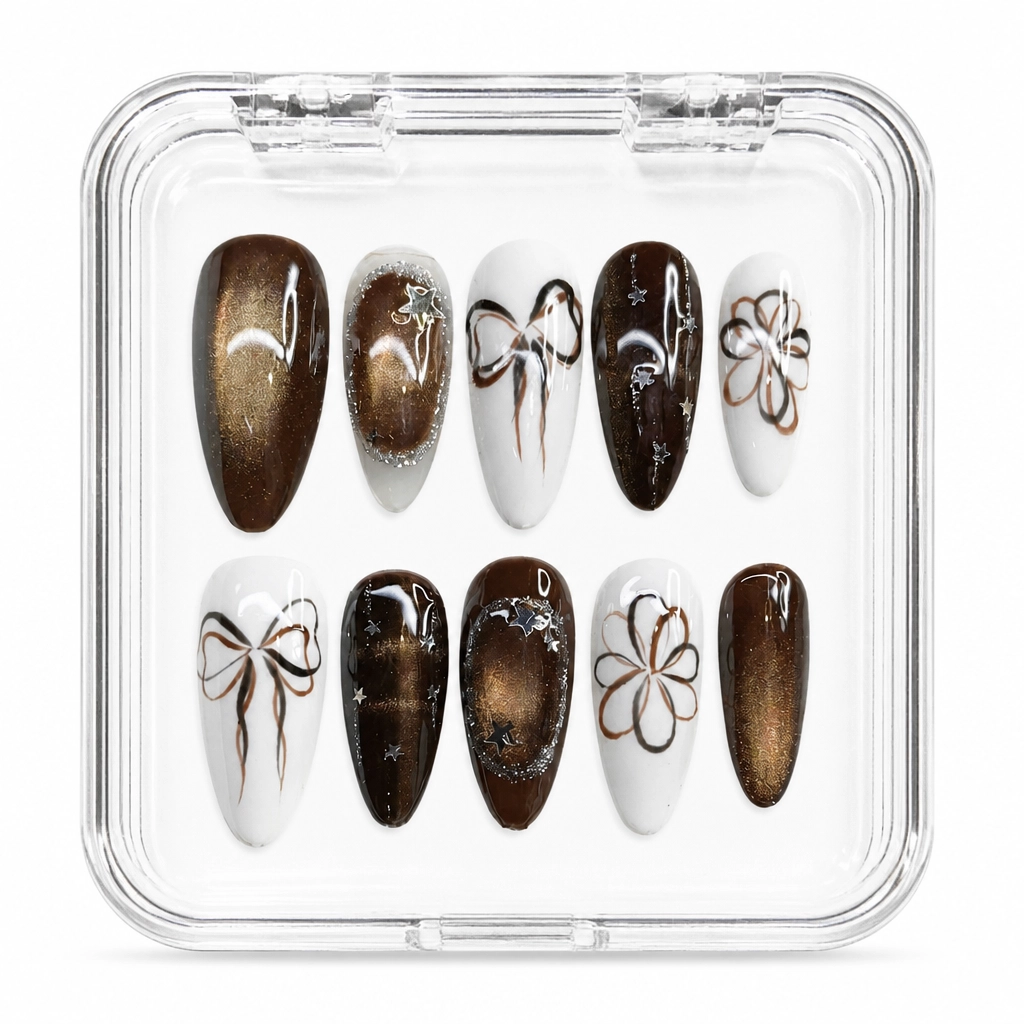 Press-on Nails Wholesale $6.90 Cocoa Blossom Charm by Yabe Vietnam