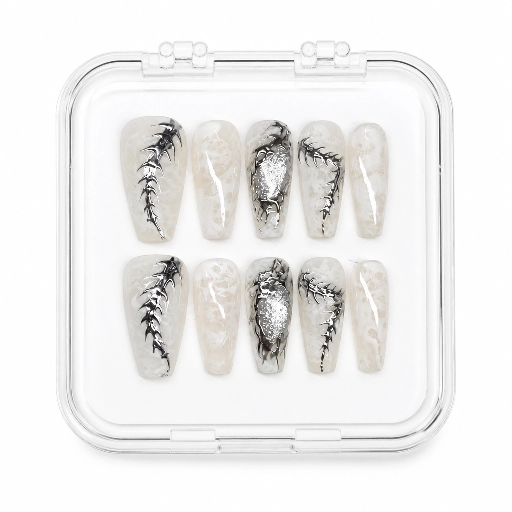 Press-on Nails Wholesale $6.90 Silver Spine by Yabe Vietnam