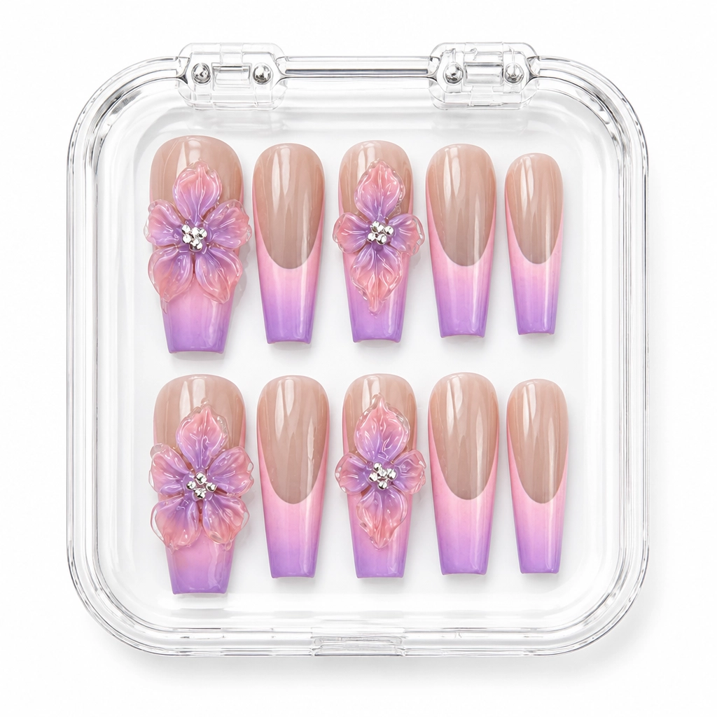 Press-on Nails Wholesale $11.90 Purple Bloom by Yabe Vietnam