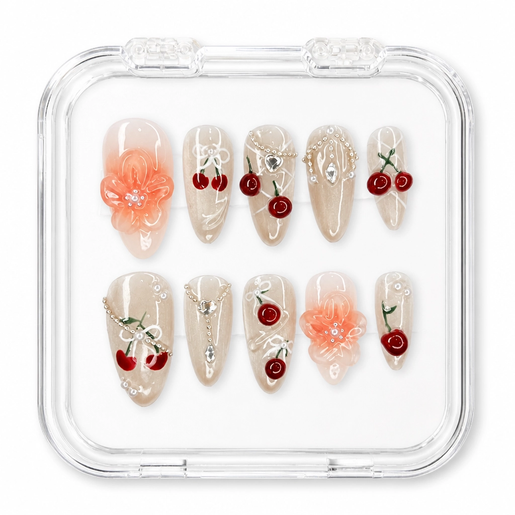 Press-on Nails Wholesale $11.90 Cherry Blossom Elegance by Yabe Vietnam