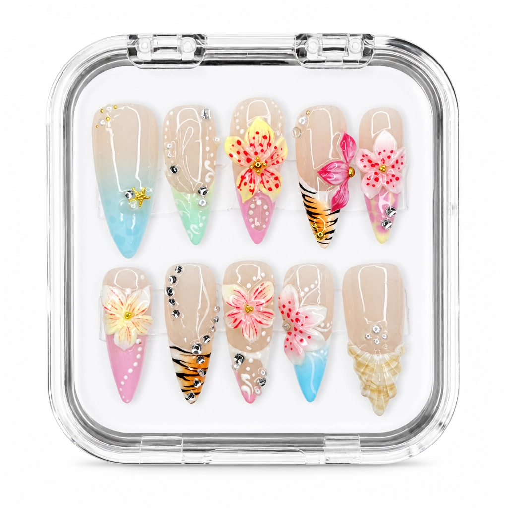 Press-on Nails Wholesale $11.90 Floral Glam Stiletto by Yabe Vietnam