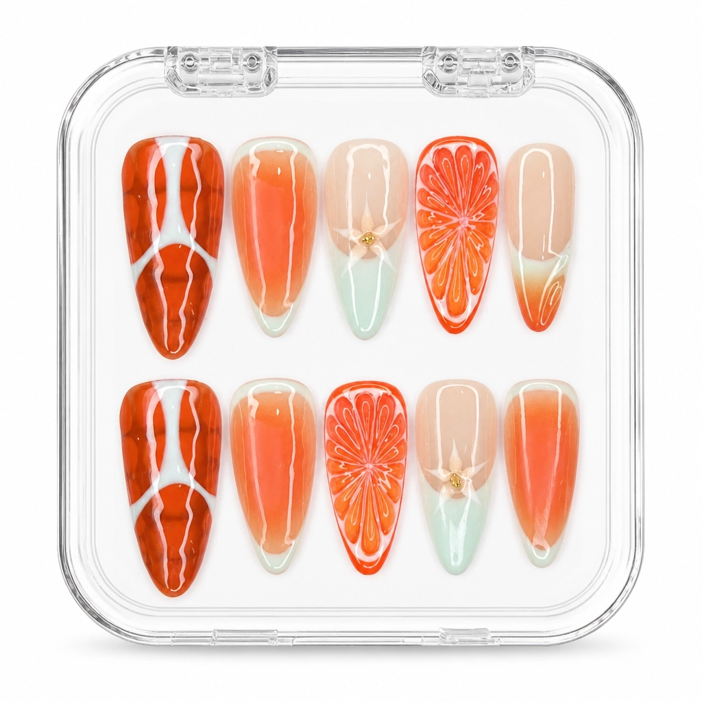 Press-on Nails Wholesale $11.90 Citrus Elegance by Yabe Vietnam