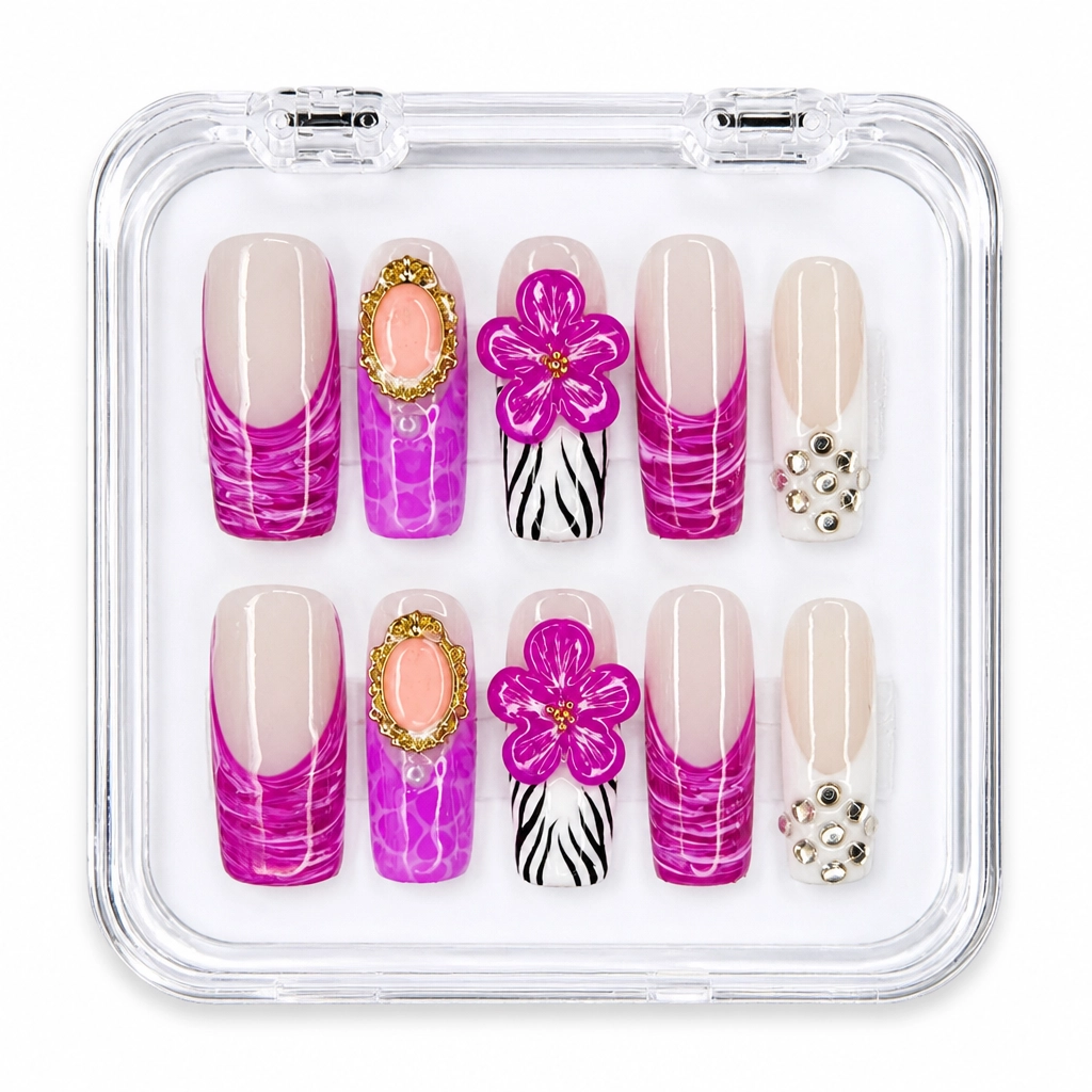 Press-on Nails Wholesale $11.90 Magenta Bloom Luxe by Yabe Vietnam