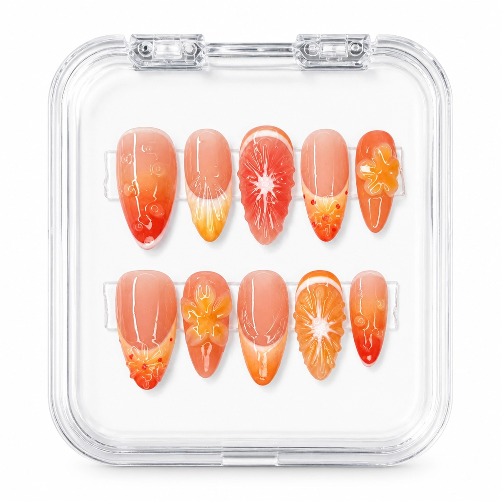 Press-on Nails Wholesale $11.90 Citrus Sunset by Yabe Vietnam