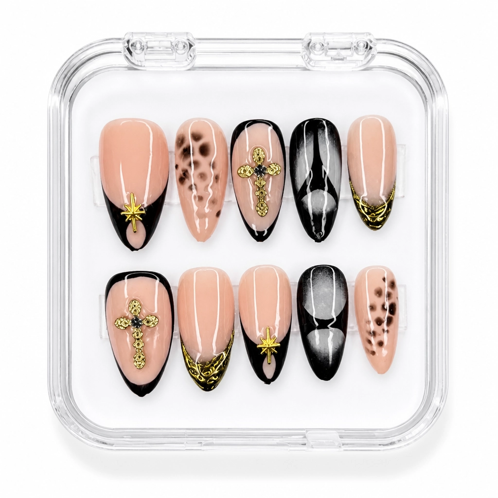 Press-on Nails Wholesale $11.90 Obsidian Elegance by Yabe Vietnam