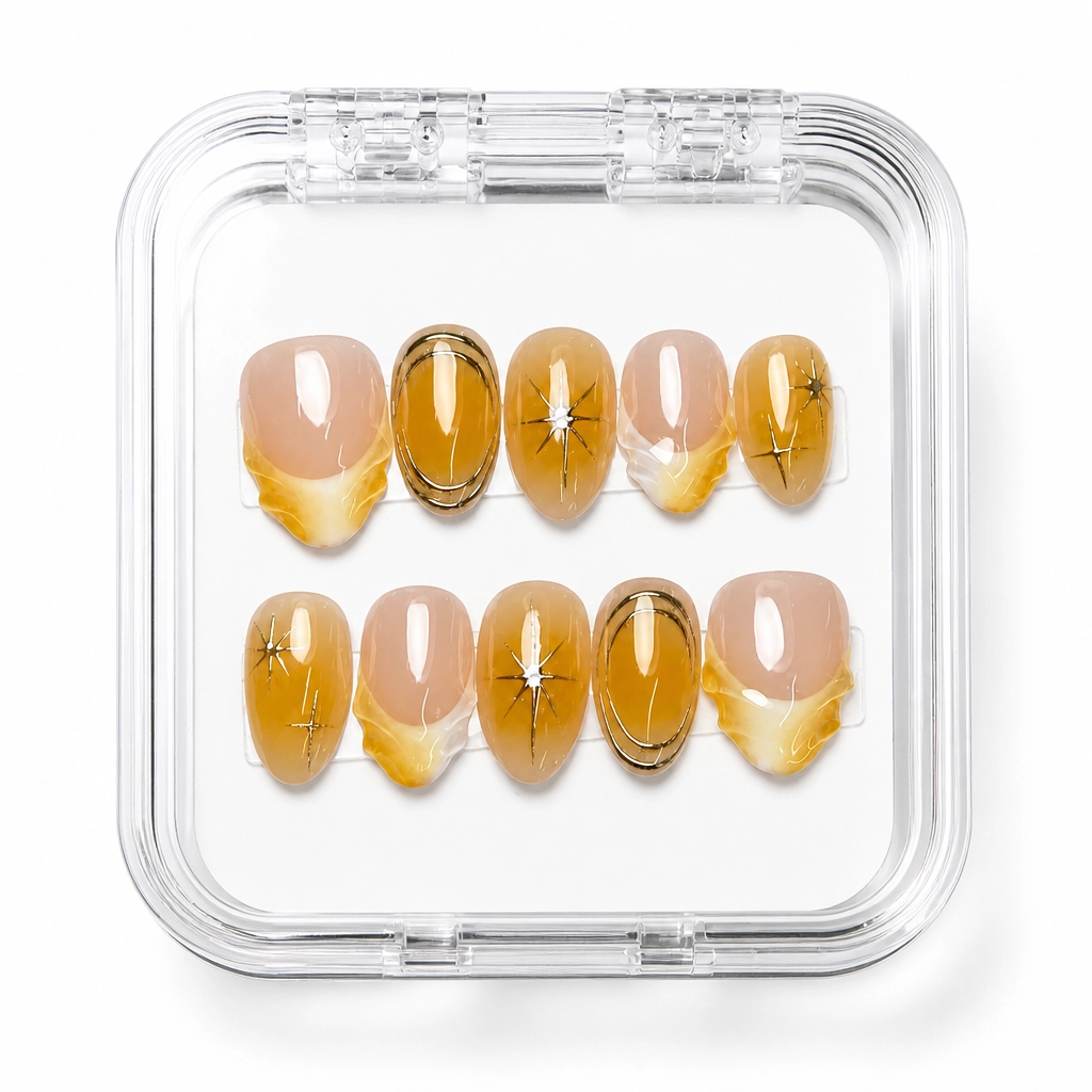 Press-on Nails Wholesale $11.90 Golden Hour Elegance by Yabe Vietnam