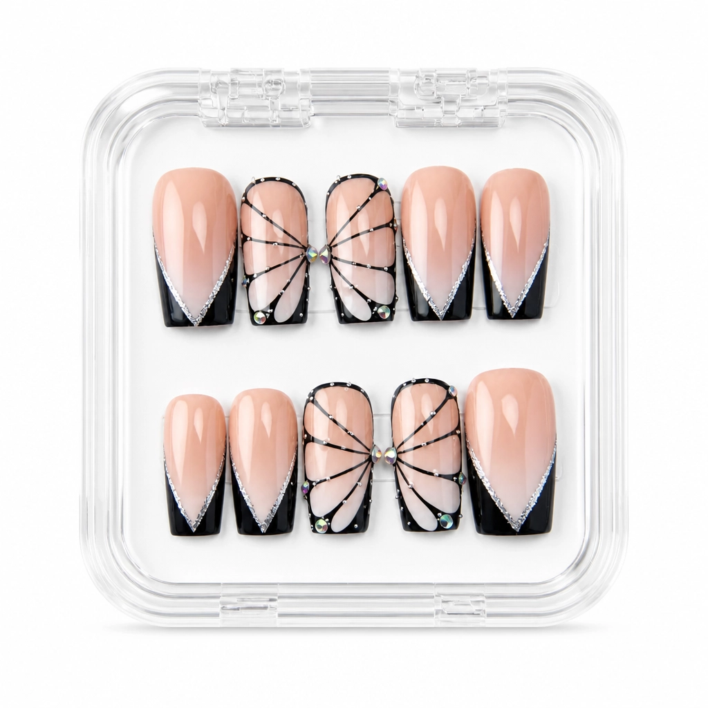 Press-on Nails Wholesale $11.90 Noir Elegance by Yabe Vietnam