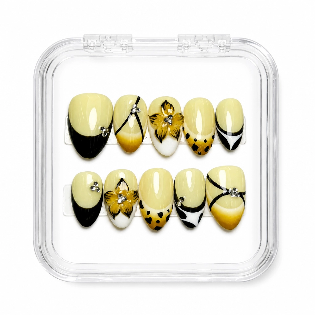 Press-on Nails Wholesale $11.90 Golden Leopard Elegance by Yabe Vietnam