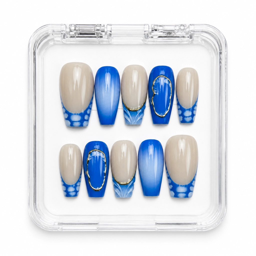 Press-on Nails Wholesale $11.90 Azure Elegance by Yabe Vietnam