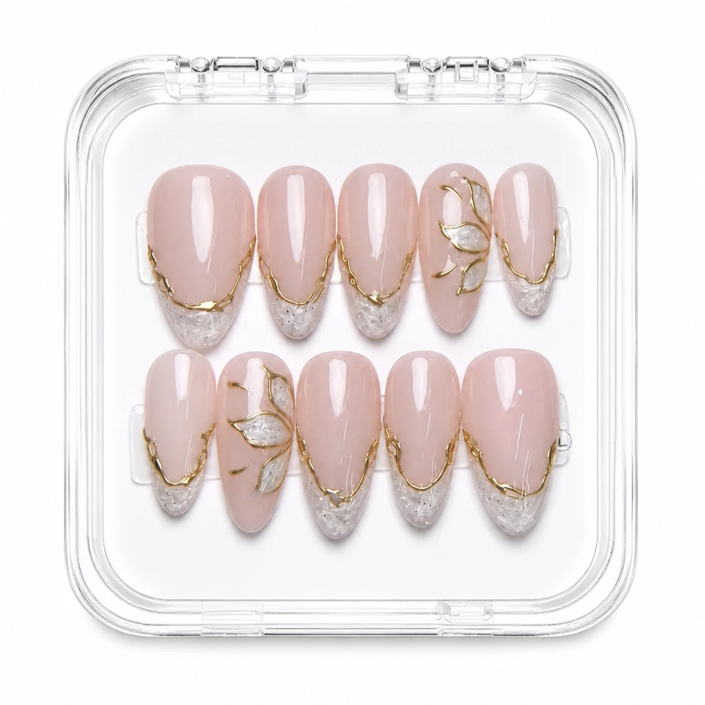 Press-on Nails Wholesale $11.90 Nude Champagne Elegance by Yabe Vietnam