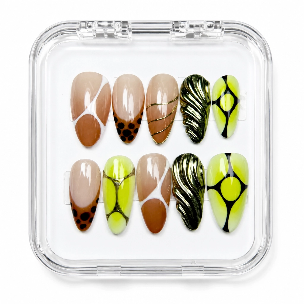 Press-on Nails Wholesale $11.90 Neon Geometry by Yabe Vietnam