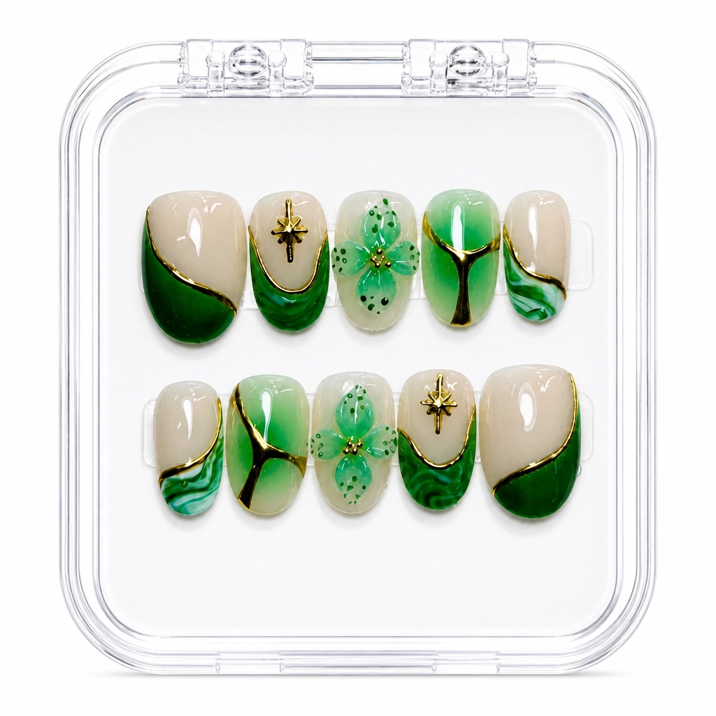 Press-on Nails Wholesale $11.90 Nude Emerald Luxe by Yabe Vietnam