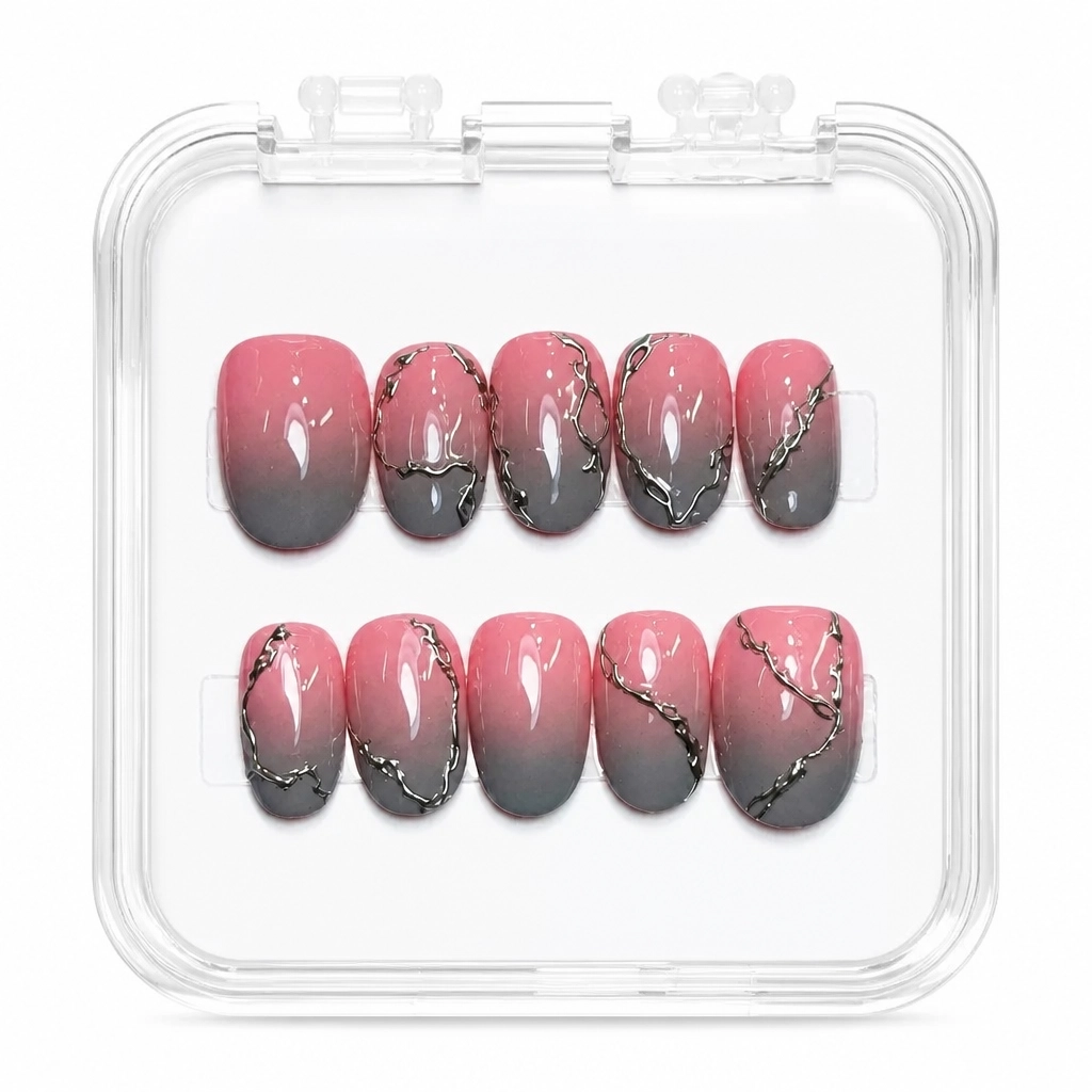 Press-on Nails Wholesale $11.90 Crimson Marble by Yabe Vietnam