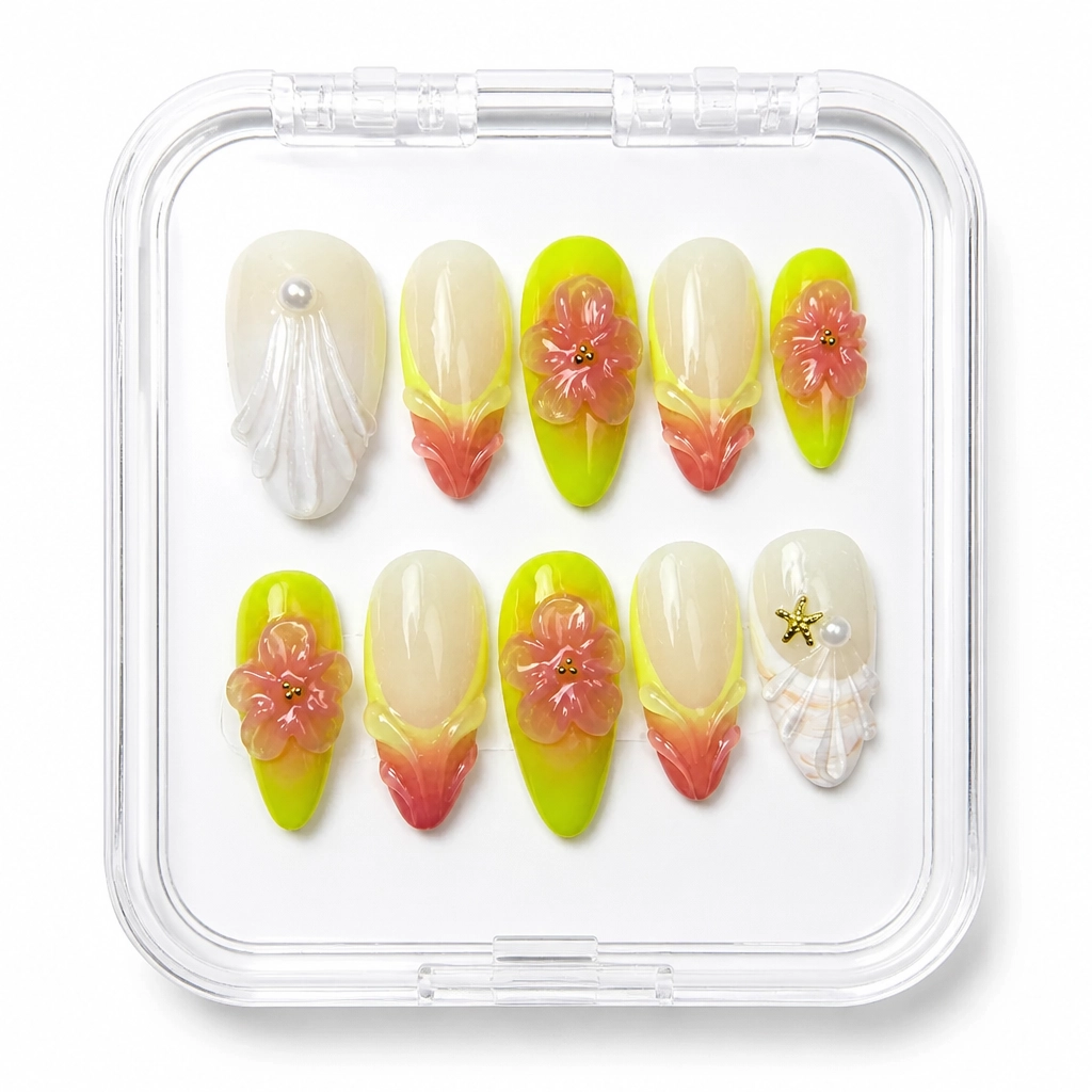 Press-on Nails Wholesale $11.90 Nude Botanical Radiance by Yabe Vietnam