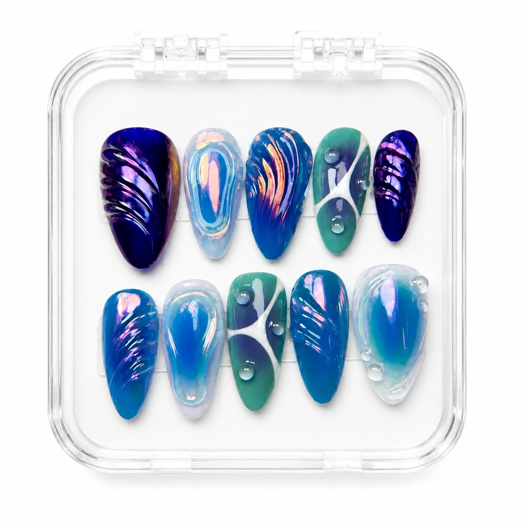Press-on Nails Wholesale $11.90 Ocean Dreams Almond by Yabe Vietnam