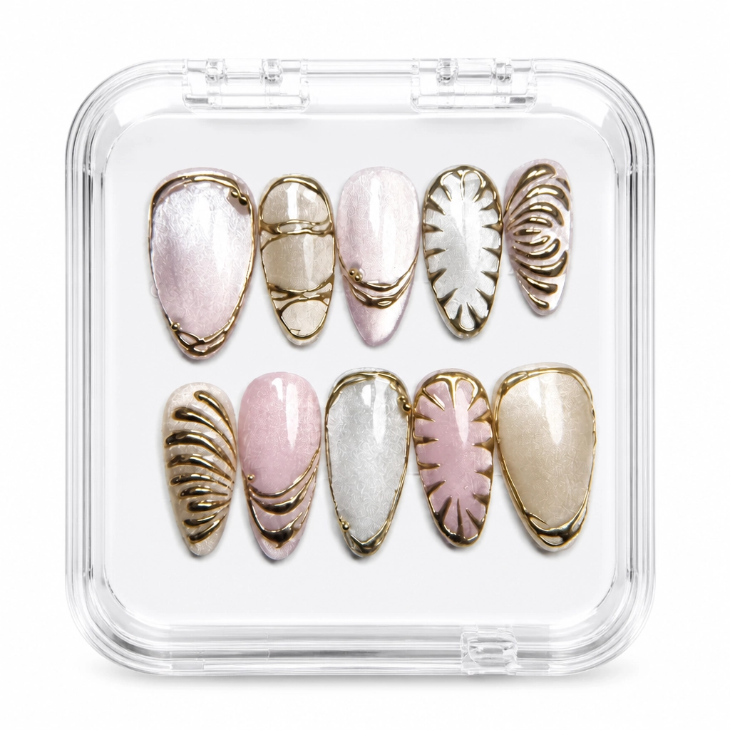 Press-on Nails Wholesale $11.90 Champagne Gilded Elegance by Yabe Vietnam