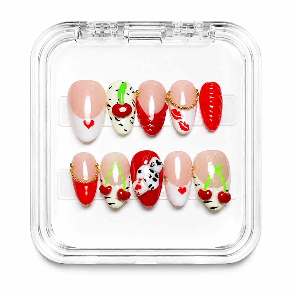 Press-on Nails Wholesale $11.90 Cherry Love Deluxe by Yabe Vietnam