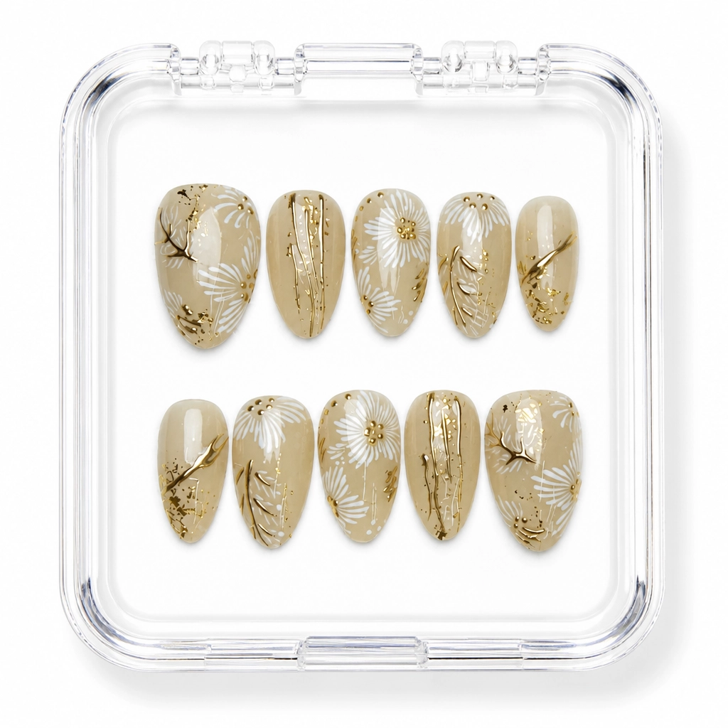 Press-on Nails Wholesale $11.90 Ivory Gilded Elegance by Yabe Vietnam