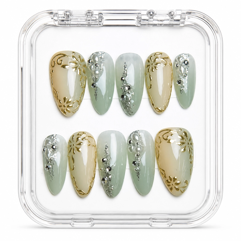 Press-on Nails Wholesale $11.90 Emerald Enchantment by Yabe Vietnam