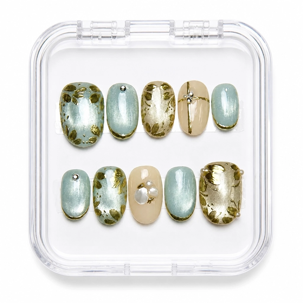 Press-on Nails Wholesale $11.90 Sage Luxe Oval by Yabe Vietnam
