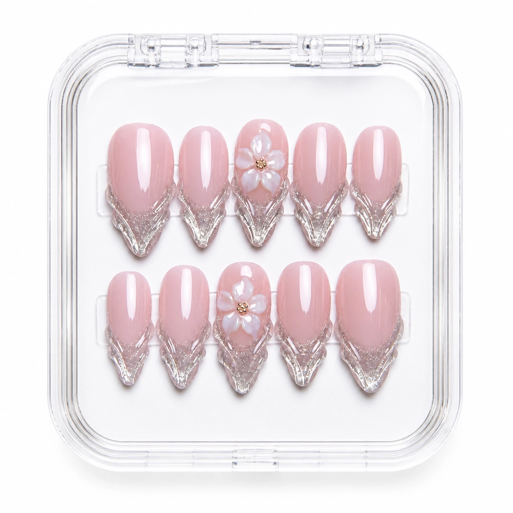 Press-on Nails Wholesale $11.90 Crystal Dusty Rose by Yabe Vietnam