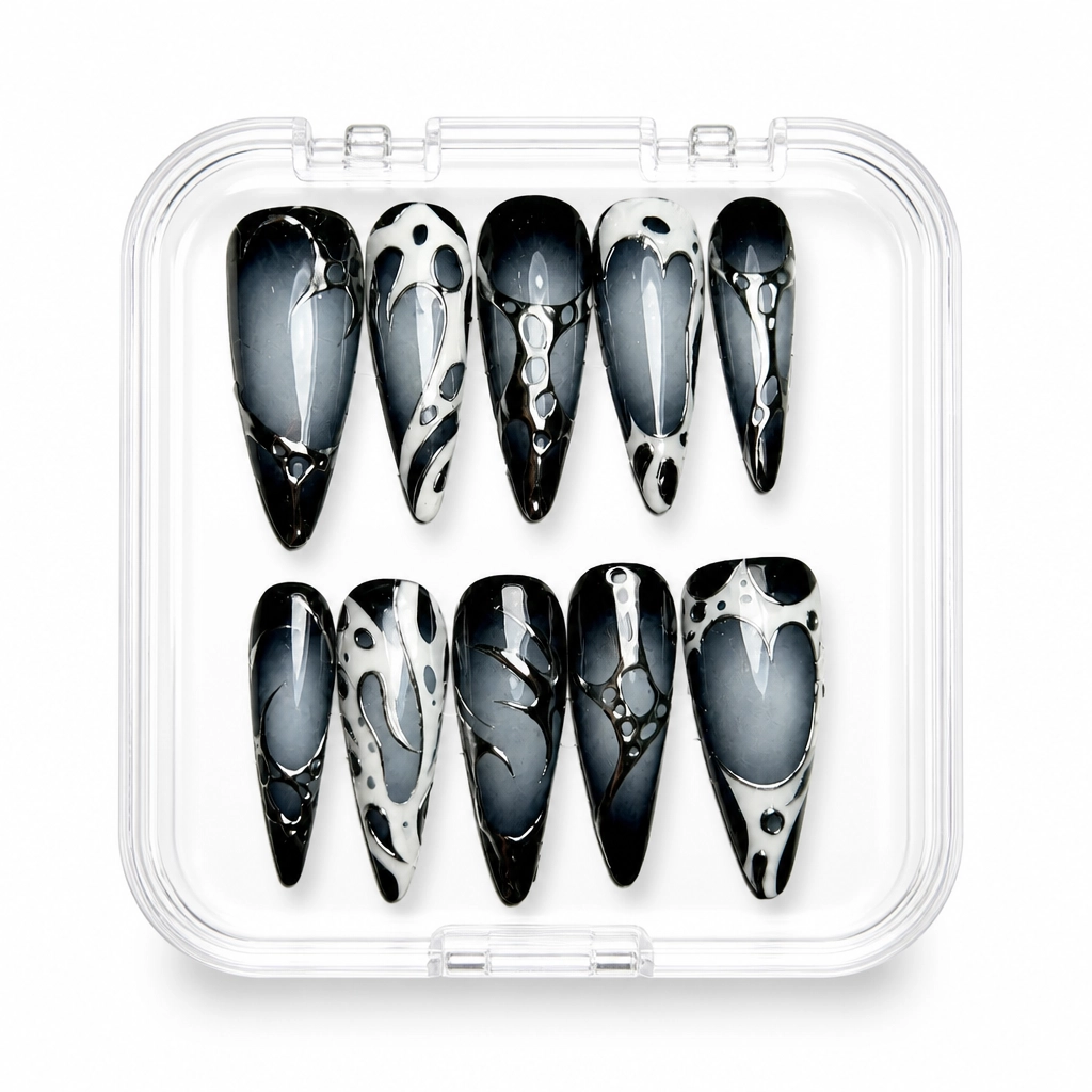 Press-on Nails Wholesale $11.90 Obsidian Elegance by Yabe Vietnam