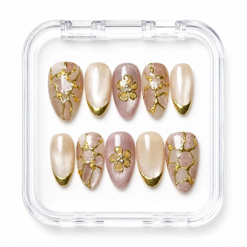 Press-on Nails Wholesale $11.90 Nude Gilded Glamour by Yabe Vietnam
