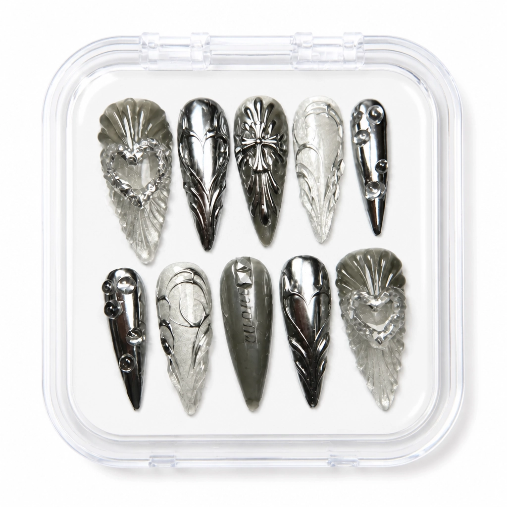 Press-on Nails Wholesale $11.90 Obsidian Feather Luxe by Yabe Vietnam