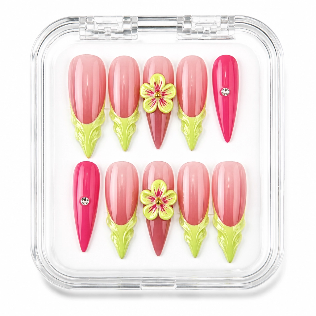 Press-on Nails Wholesale $11.90 Satin Botanical Blush by Yabe Vietnam