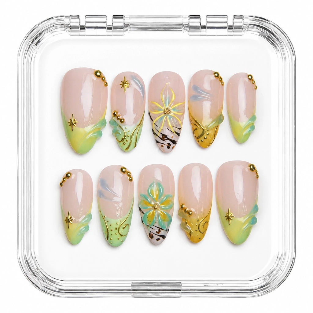 Press-on Nails Wholesale $11.90 Citrus Bloom by Yabe Vietnam