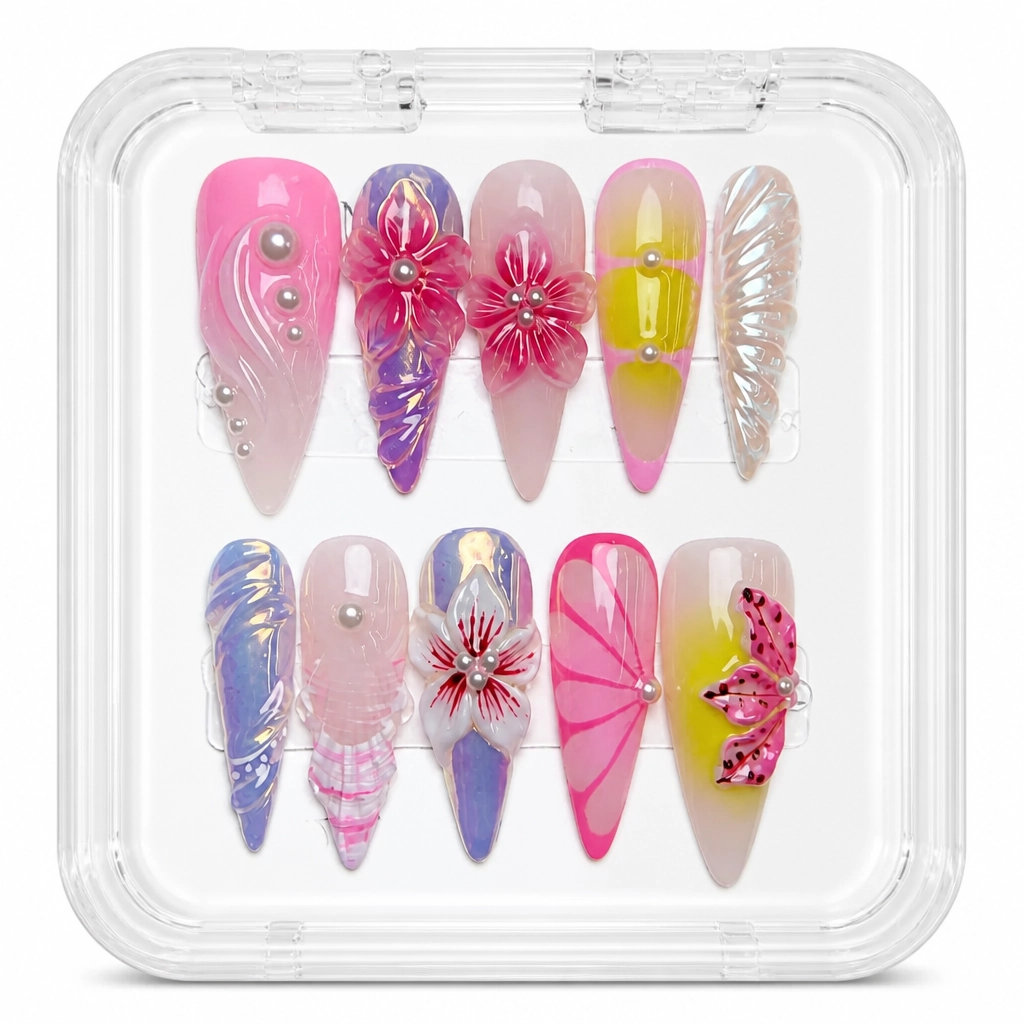 Press-on Nails Wholesale $11.90 Floral Prism by Yabe Vietnam