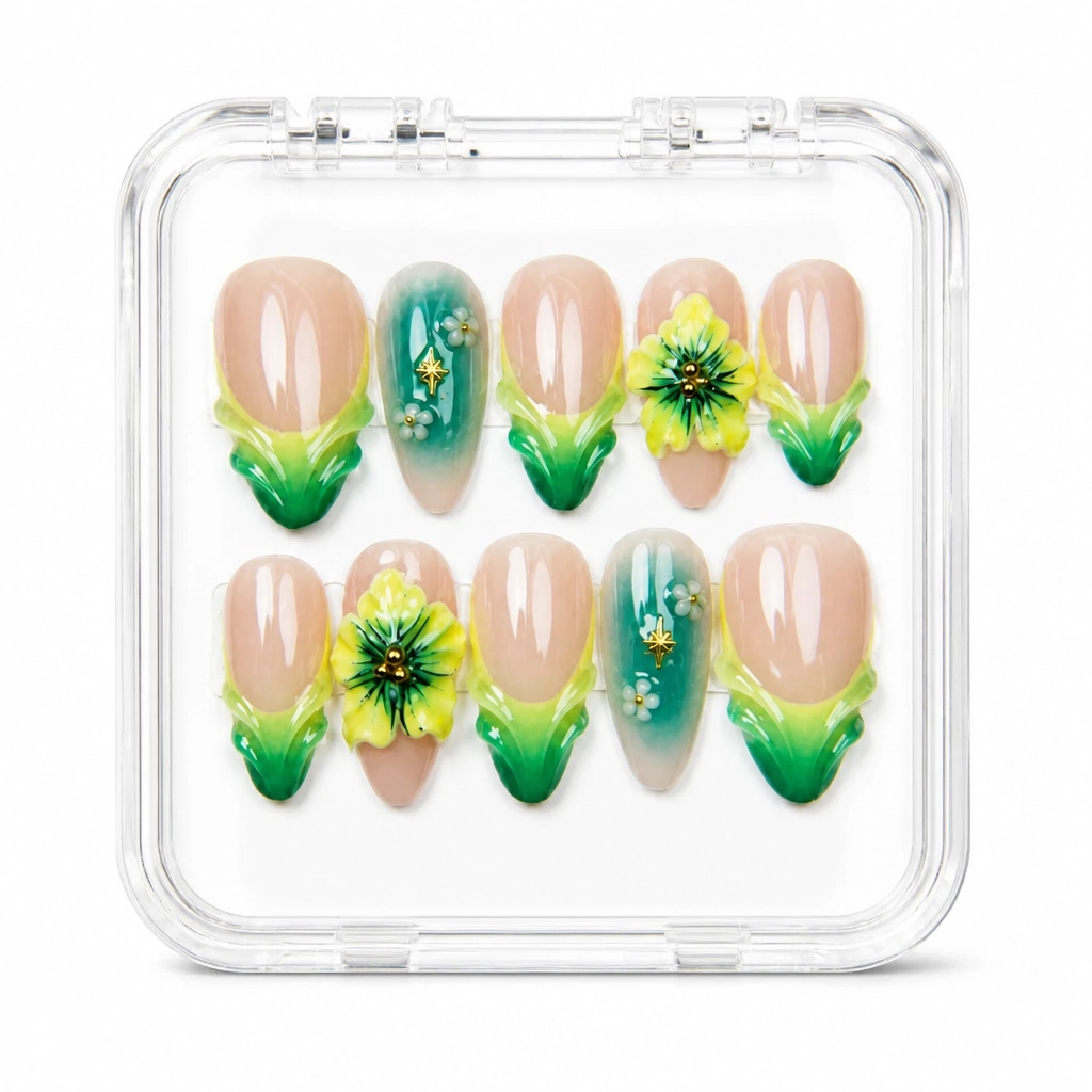 Press-on Nails Wholesale $11.90 Sunflower Serenity by Yabe Vietnam