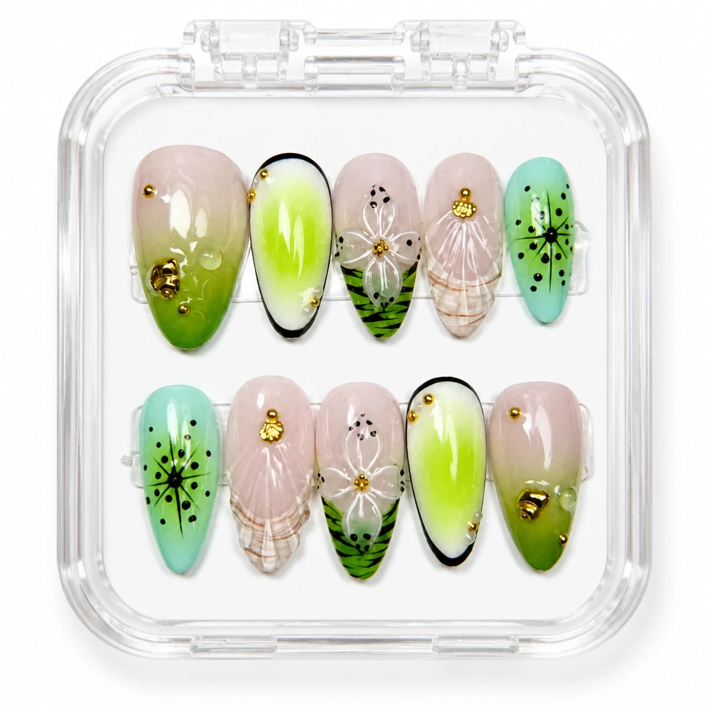 Press-on Nails Wholesale $11.90 Satin Floral Elegance by Yabe Vietnam