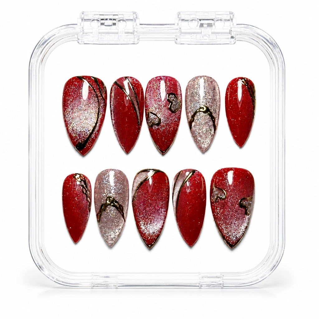 Press-on Nails Wholesale $11.90 Crimson Shimmer by Yabe Vietnam