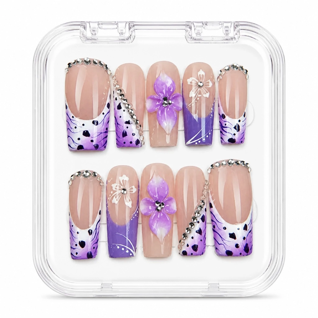Press-on Nails Wholesale $11.90 Violet Leopard Chic by Yabe Vietnam
