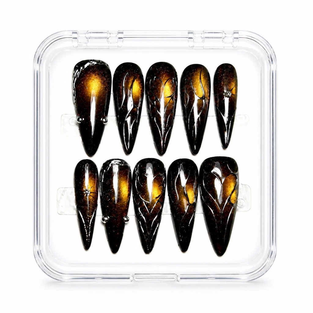 Press-on Nails Wholesale $11.90 Obsidian Elegance by Yabe Vietnam
