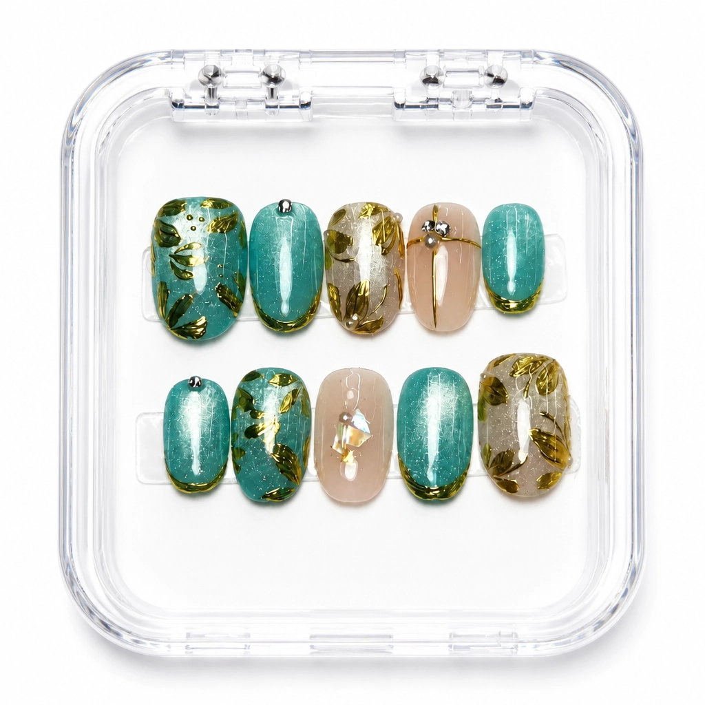 Press-on Nails Wholesale $11.90 Emerald Elegance by Yabe Vietnam