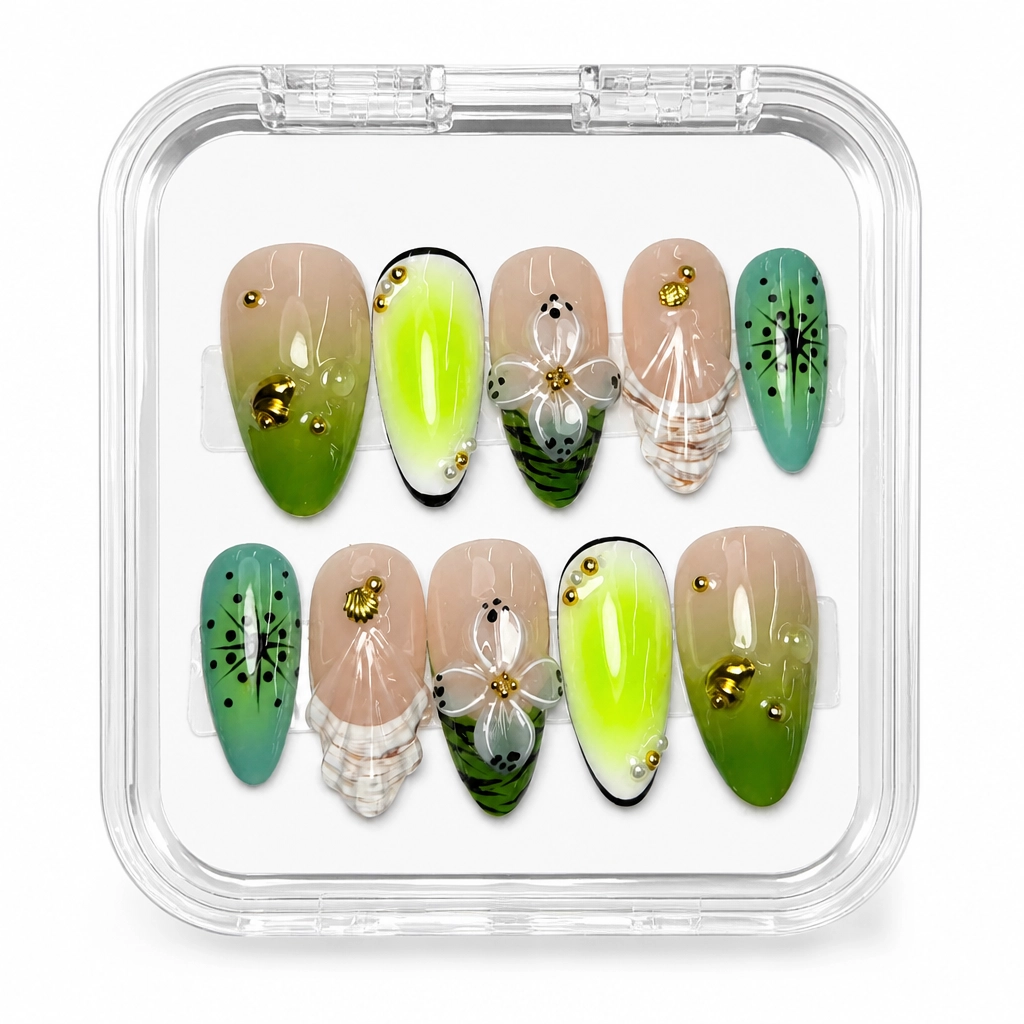 Press-on Nails Wholesale $11.90 Neon Garden by Yabe Vietnam