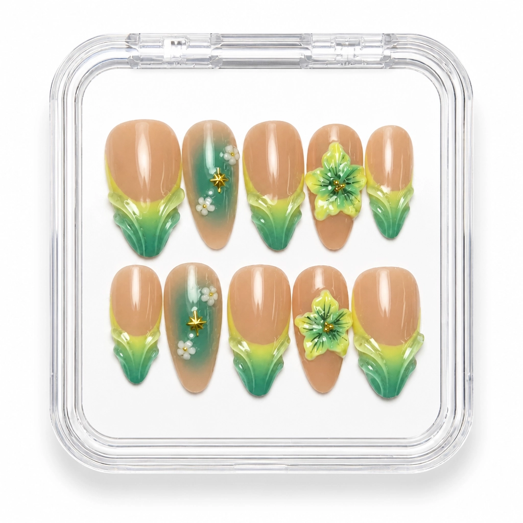 Press-on Nails Wholesale $11.90 Botanical Bloom by Yabe Vietnam