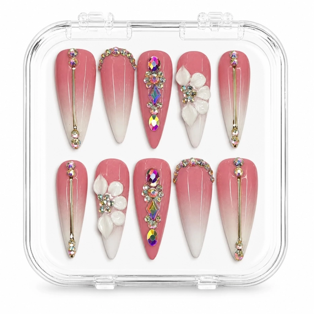 Press-on Nails Wholesale $11.90 Ombre Jewel Stiletto by Yabe Vietnam