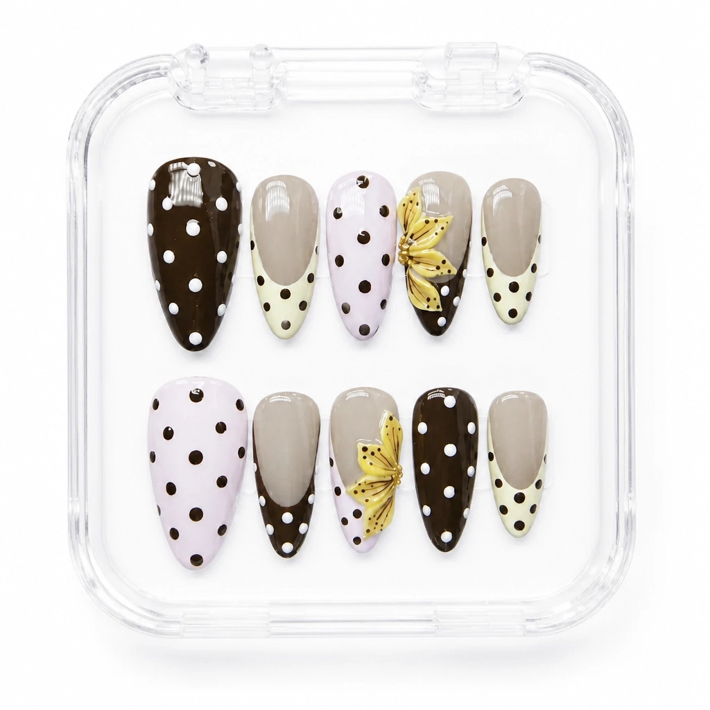 Press-on Nails Wholesale $11.90 Mocha Blossom by Yabe Vietnam