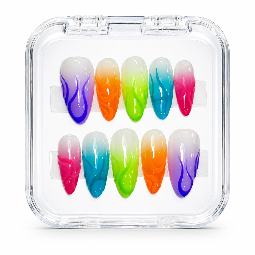 Press-on Nails Wholesale $11.90 Neon Swirl Delight by Yabe Vietnam