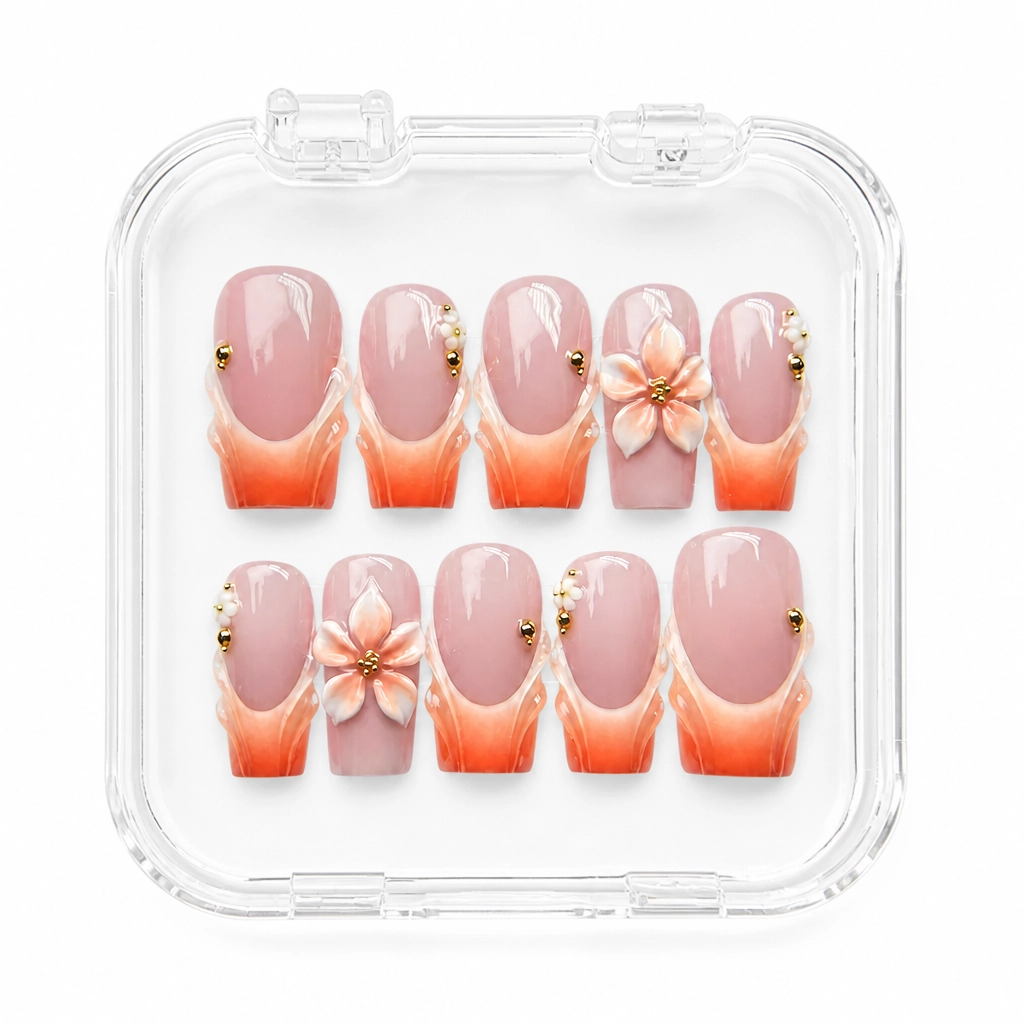 Press-on Nails Wholesale $11.90 Coral Bloom by Yabe Vietnam
