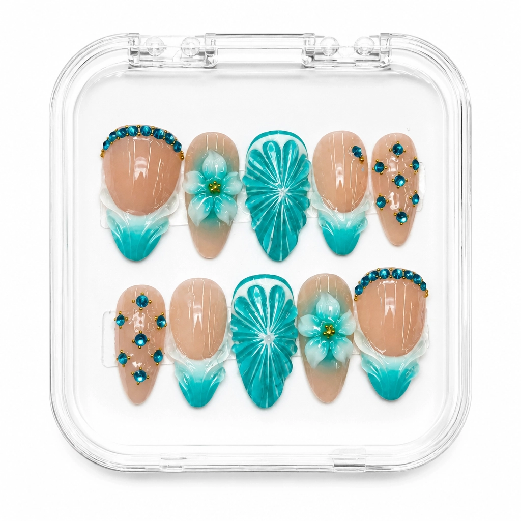 Press-on Nails Wholesale $11.90 Oceanic Bloom by Yabe Vietnam