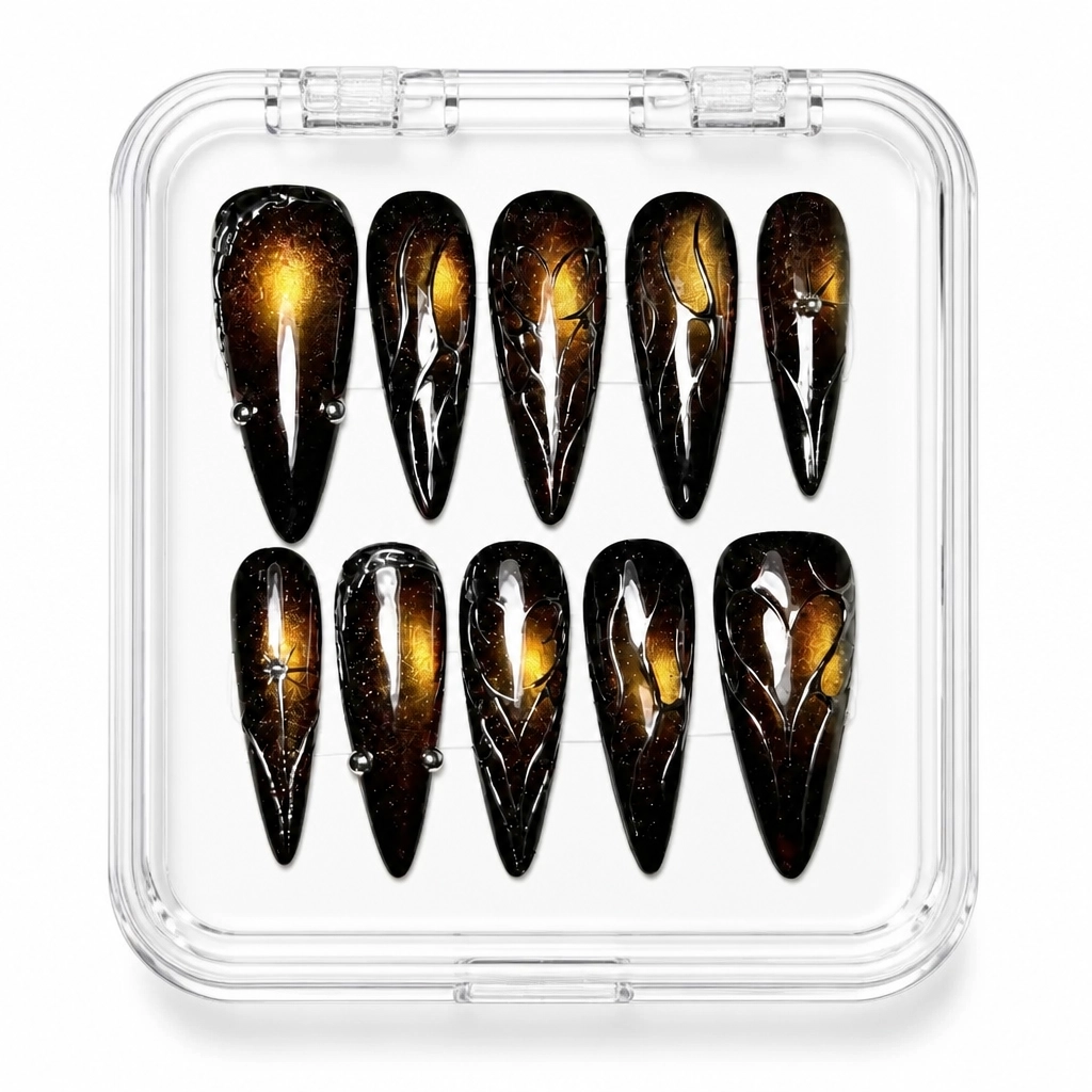 Press-on Nails Wholesale $11.90 Amber Chrome Elegance by Yabe Vietnam
