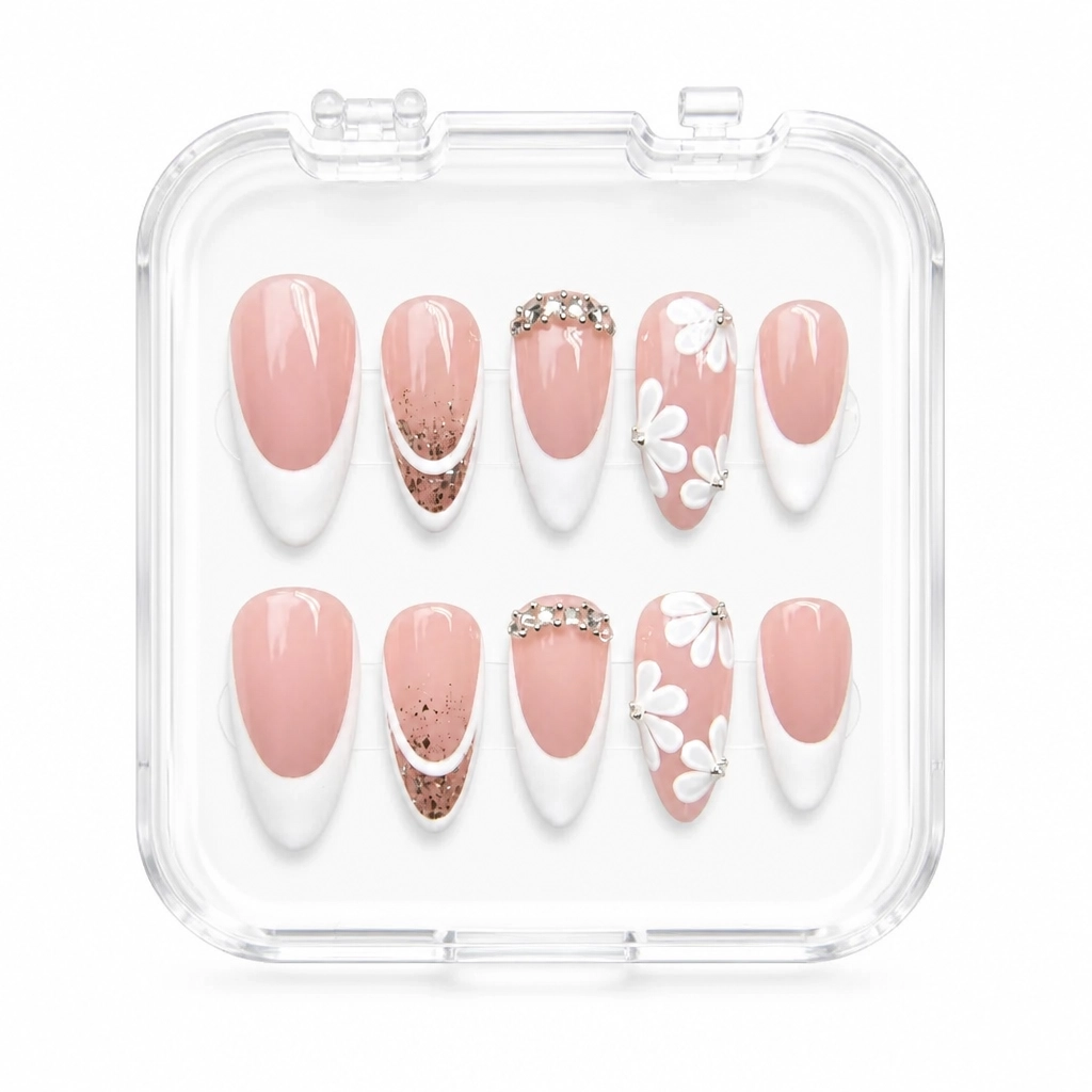 Press-on Nails Wholesale $11.90 Rosy Bloom Elegance by Yabe Vietnam