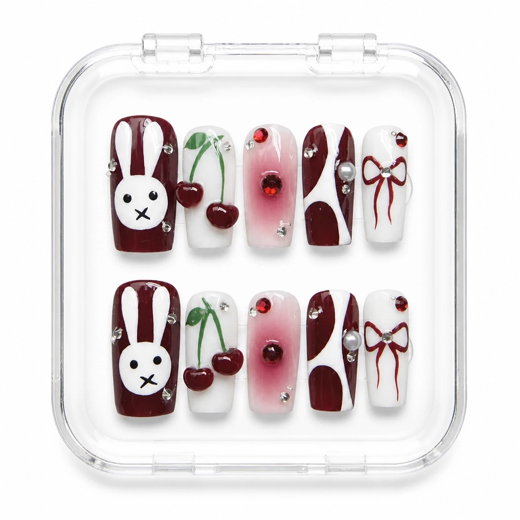 Press-on Nails Wholesale $11.90 Cherry Bunny Bliss by Yabe Vietnam