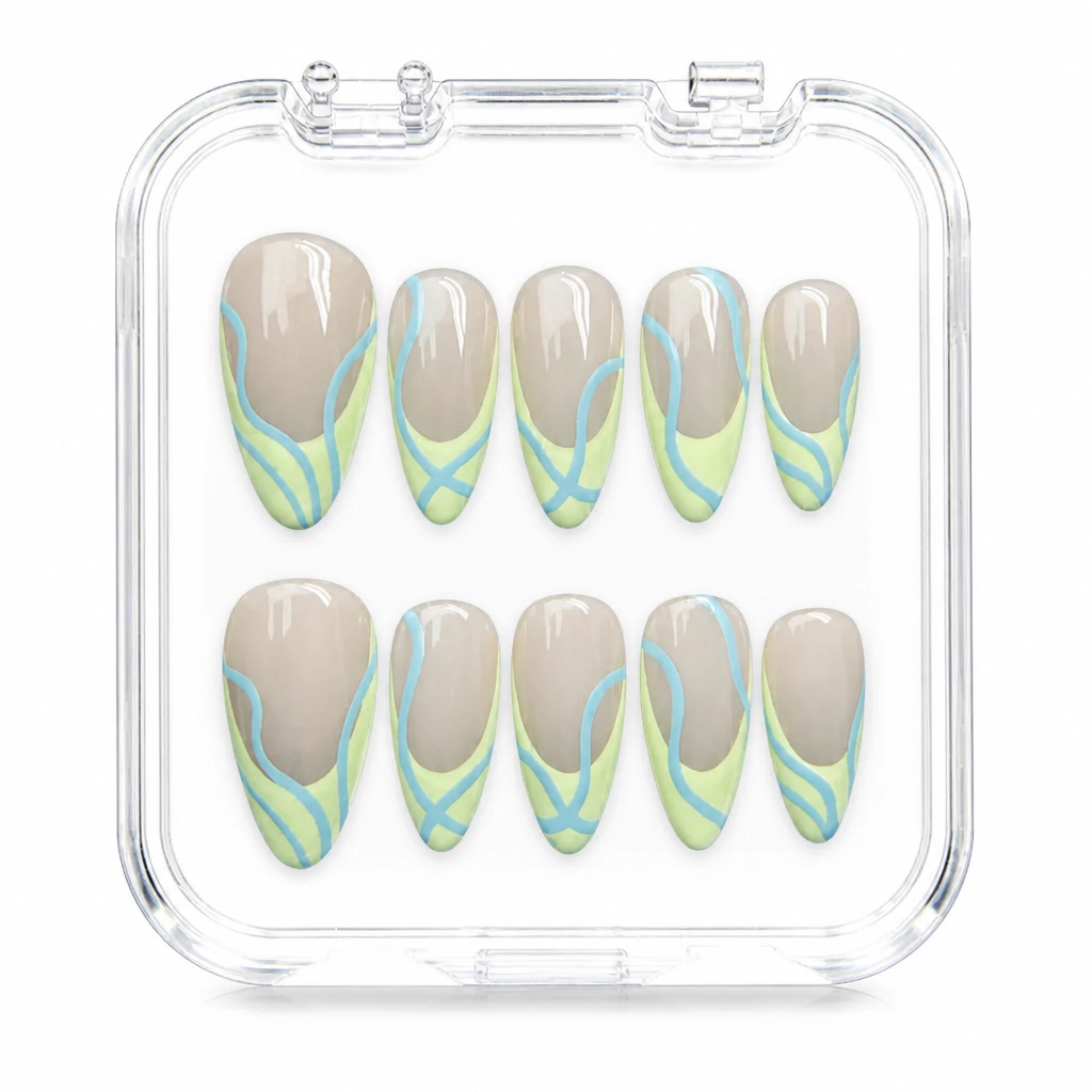 Press-on Nails Wholesale $11.90 Mint Swirl Elegance by Yabe Vietnam