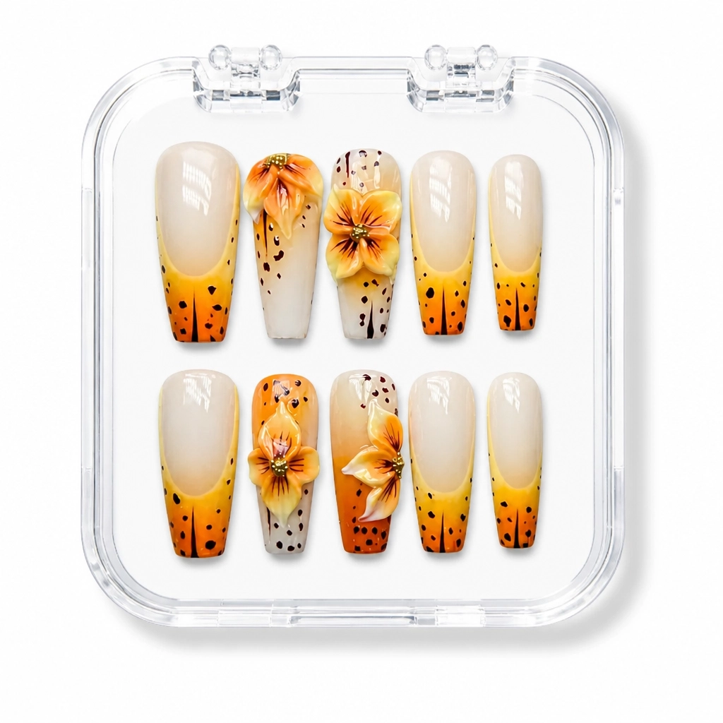 Press-on Nails Wholesale $11.90 Safari Sunset Bloom by Yabe Vietnam