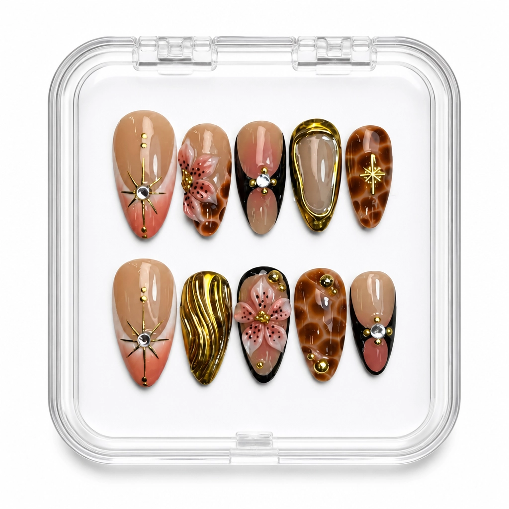 Press-on Nails Wholesale $11.90 Tortoiseshell Bloom by Yabe Vietnam